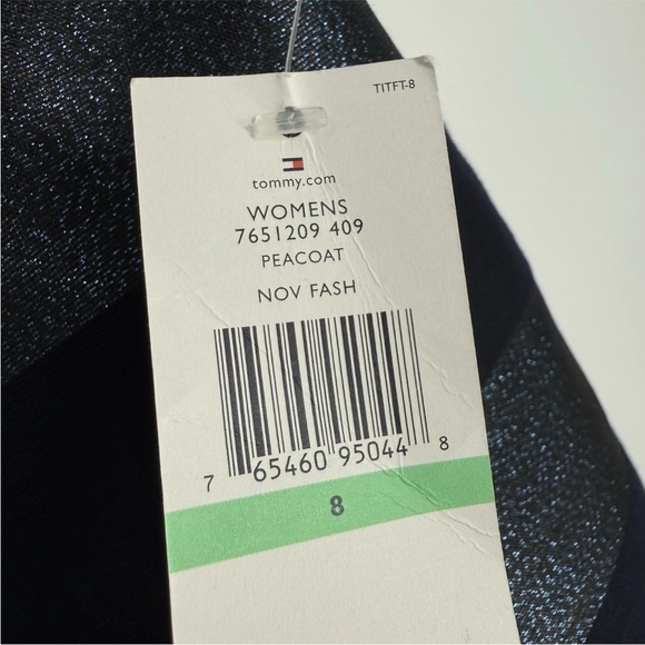 Tommy Hilfiger Pencil Skirt Womens Size 8 Navy Blue Metallic Rugby Stripe NEW - Picture 7 of 9